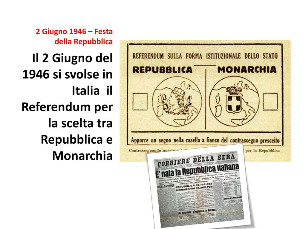 Il 2 Giugno del 1946 si svolse in Italia il Referendum per la scelta tra Repubblica e Monarchia.